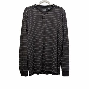 Chaps Est. 1978 Charcoal Striped Henley Long Sleeve Shirt Size XL/TG